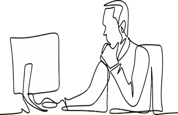Man on computer. Luke Radney Disability insurance claims, Social Security insurance claims Attorney, Dallas Fort Worth area